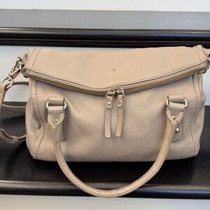 Kate Spade genuine leather satchel purse soft neutral tan crossbody shoulder bag